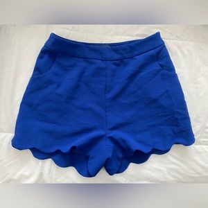 royal blue scallop hem shorts